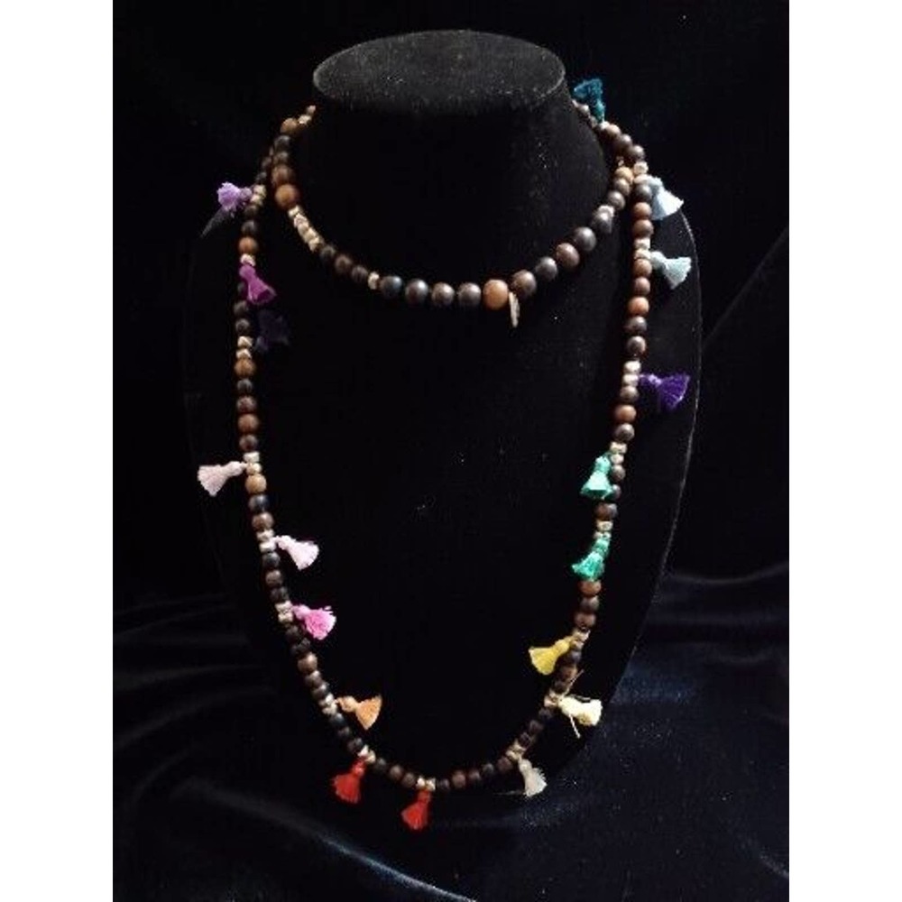 Hipchik Women's Brown Beaded Tassel Necklace